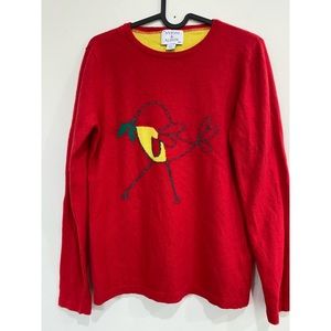 Antoni & Alison Christmas Bird  Wool Blend Red Sweater S/M